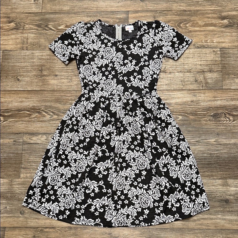 LuLaRoe Black and White Floral Maxi Dress